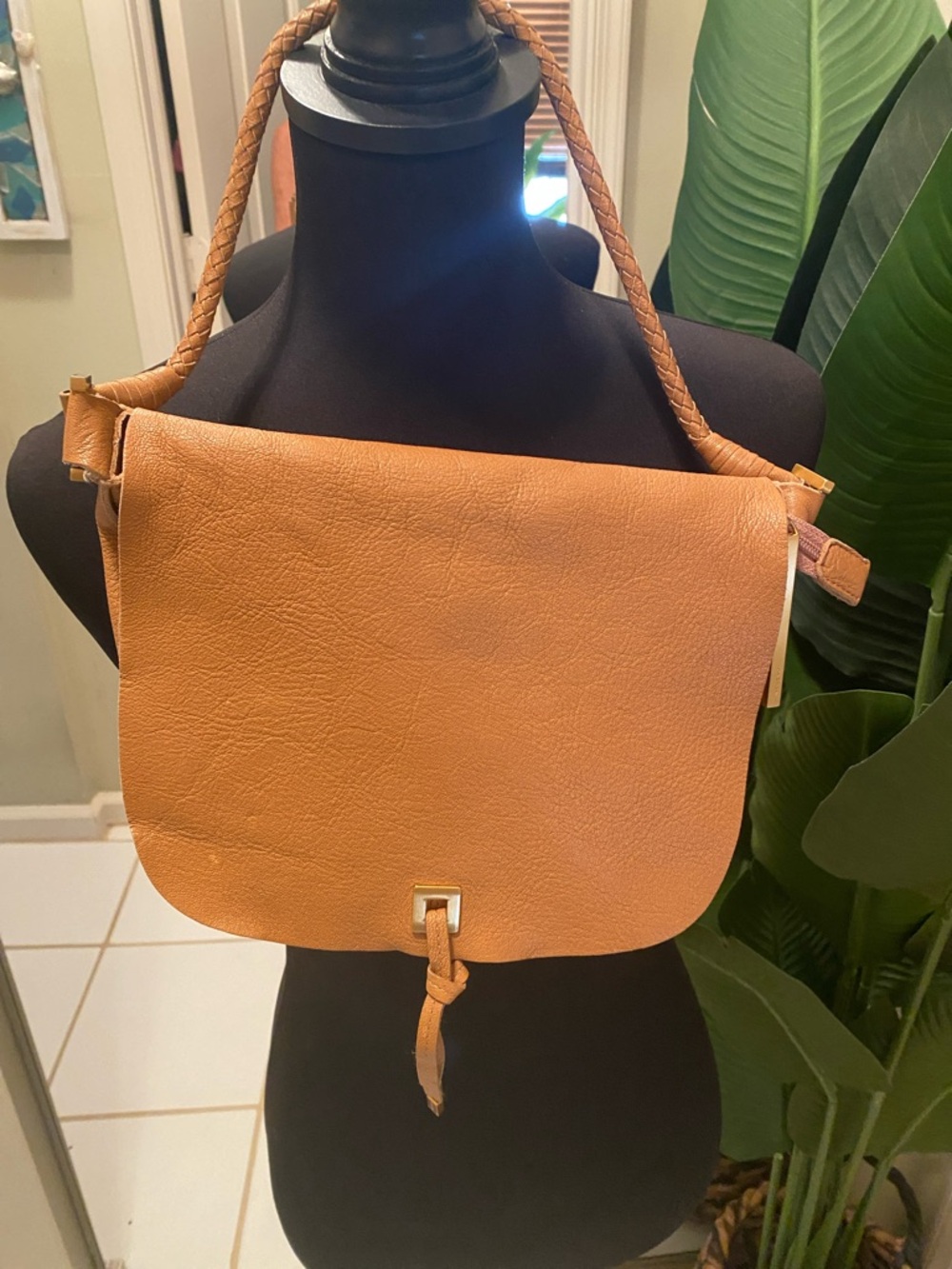 Via Spiga Tan Braided-Handle Shoulder Bag